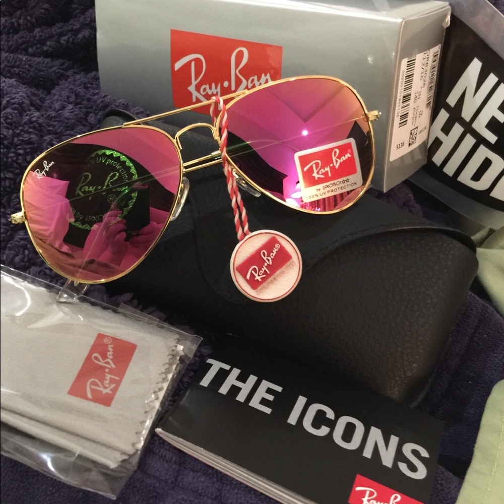 RayBan Aviator Pink Flash Sunglasses